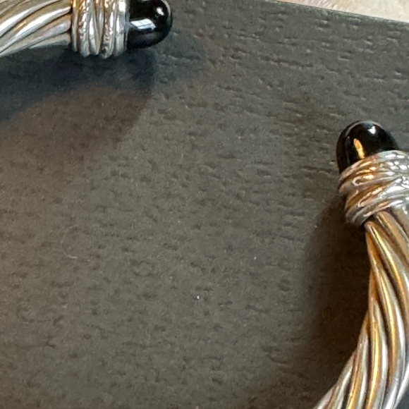 David Yurman Cable Bracelet 7mm Size small Onyx and Diamond - Picture 8 of 16